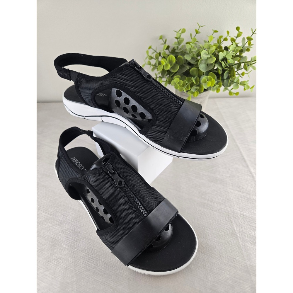 Aerosoles Top Form Womens Black Mesh Front Zip Sporty Slingback Sandals 11M